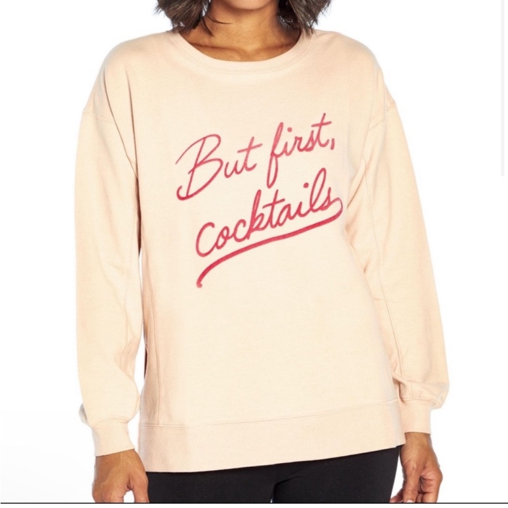 Wild fox but first cocktail pink graphic sweatshirt long sleeves light pink - Picture 3 of 14
